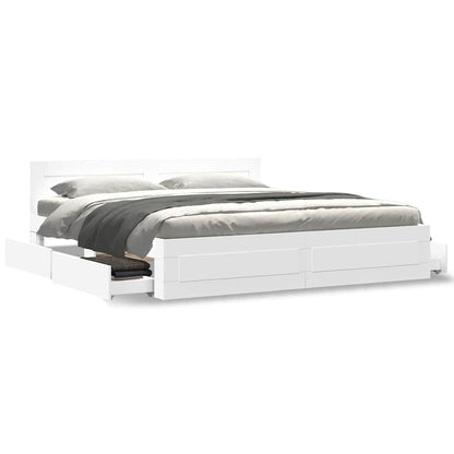 vidaXL Bed Frame with Drawer White 193 x 203 cm Engineered Wood 4