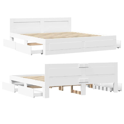vidaXL Bed Frame with Drawer White 193 x 203 cm Engineered Wood 5