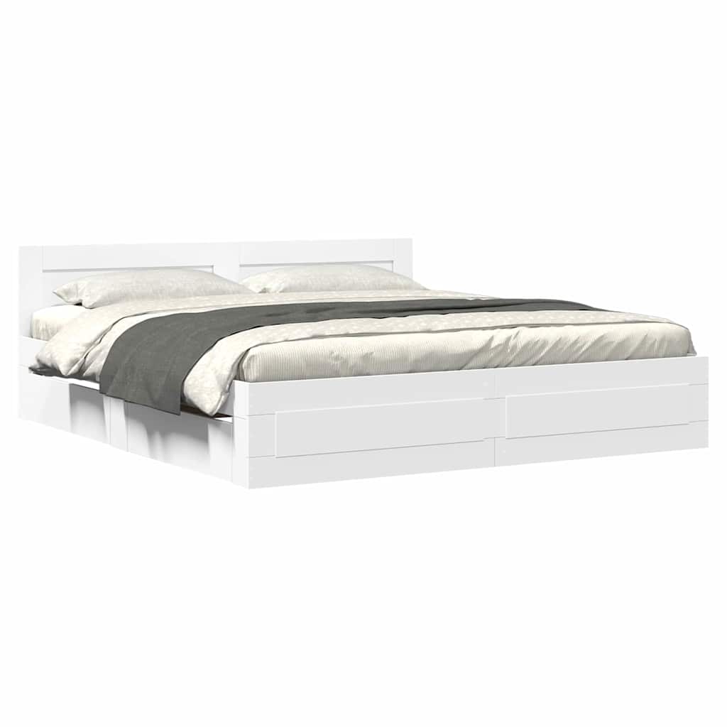 vidaXL Bed Frame with Drawer White 193 x 203 cm Engineered Wood 3