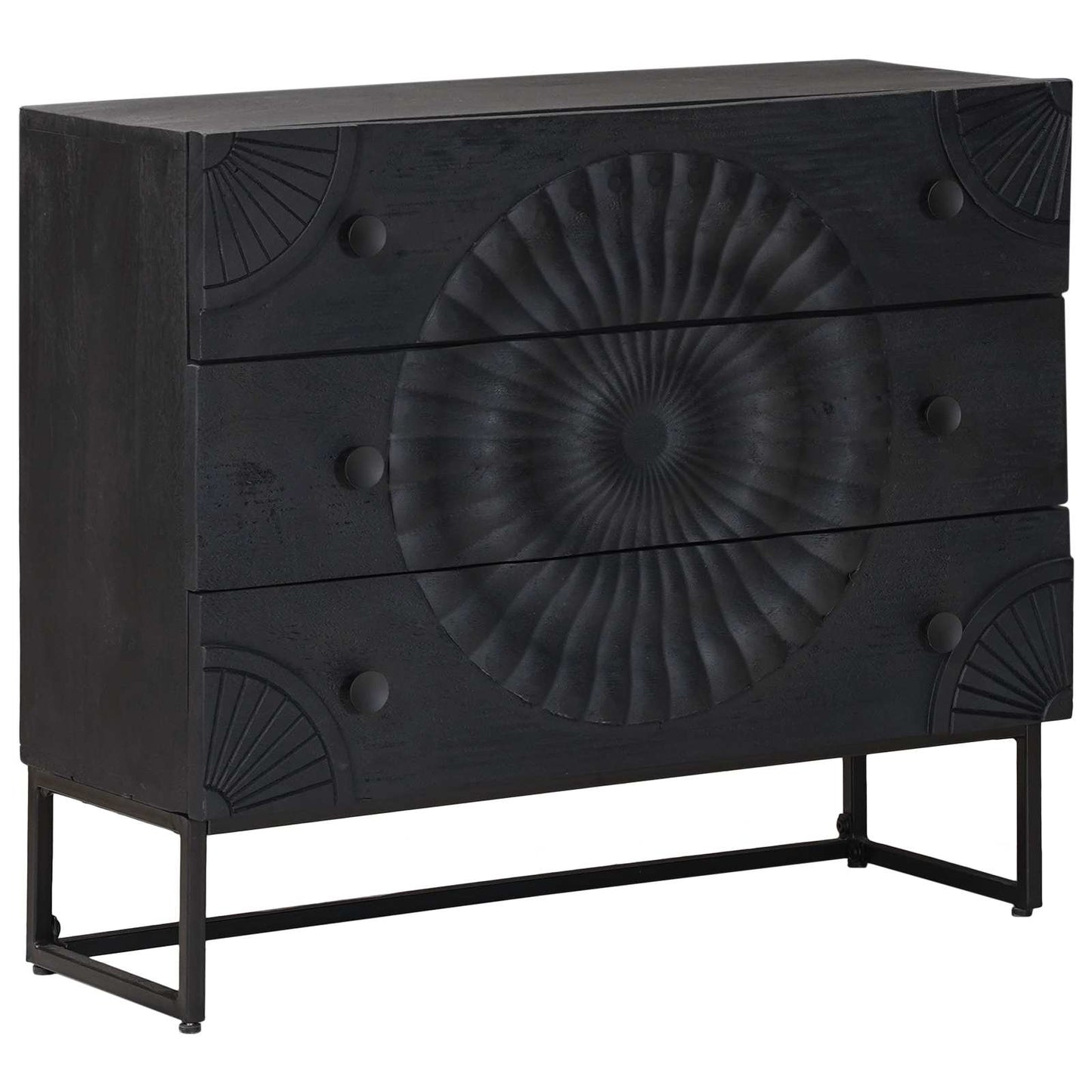 vidaXL Drawer Cabinet Black 75 x 30 x 65 cm 1