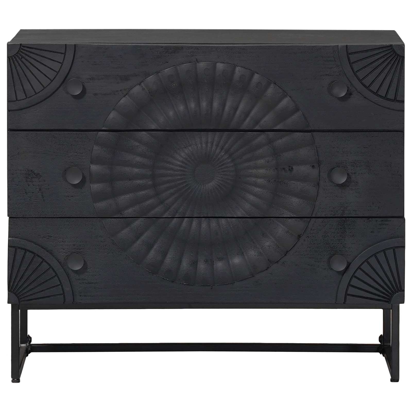 vidaXL Drawer Cabinet Black 75 x 30 x 65 cm 3