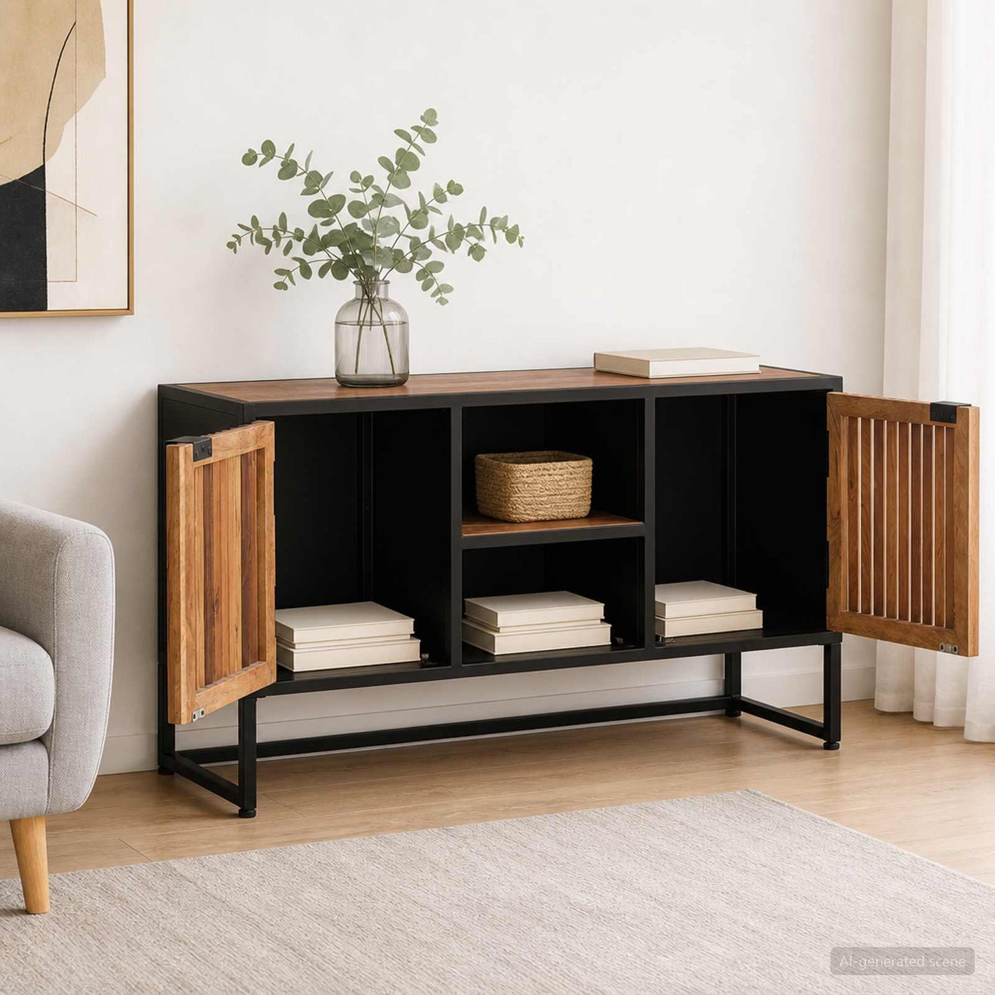 vidaXL Sideboard 105 x 30 x 55 cm Solid Mango Wood and Engineered Wood 1