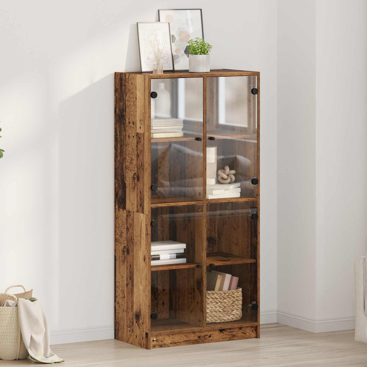 vidaXL Bookcase with Doors 136x37x142 cm Engineered Wood
