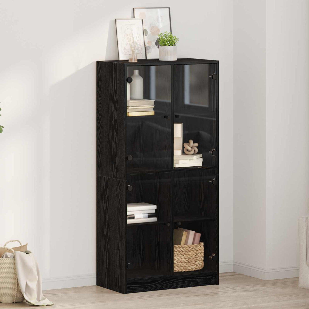 vidaXL Bookcase with Doors 136x37x142 cm Engineered Wood