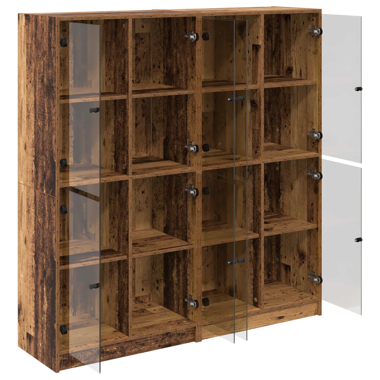 vidaXL Highboard 2 pcs Old Wood 68 x 37 x 142 cm Engineered Wood 5