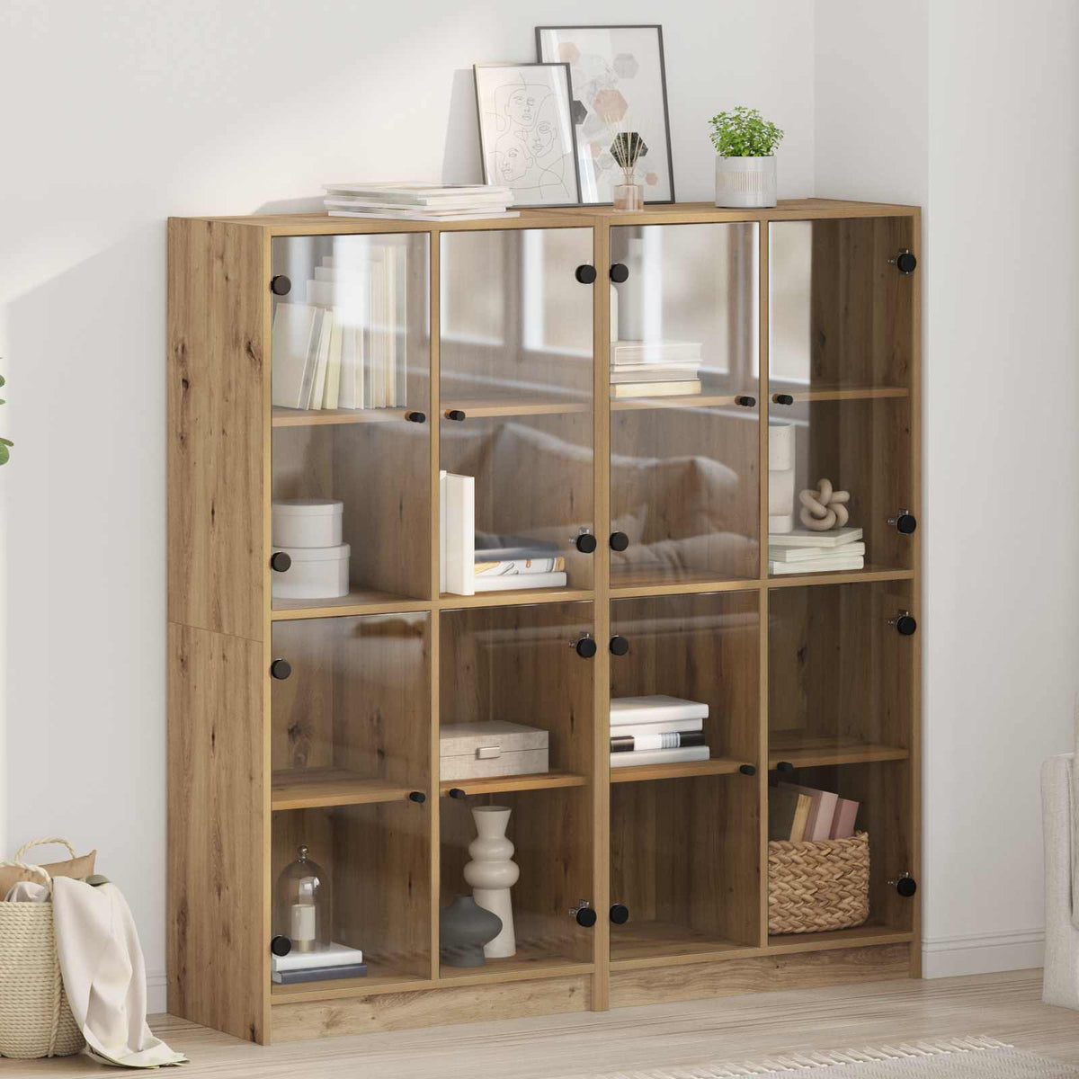 vidaXL Highboard 2 pcs Artisan Oak 68 x 37 x 142 cm Engineered Wood 1