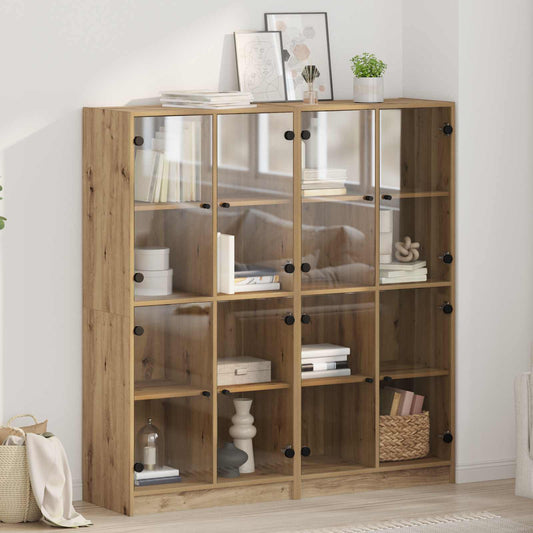 Bookcase with Doors 136x37x142 cm Engineered Wood Artisan oak