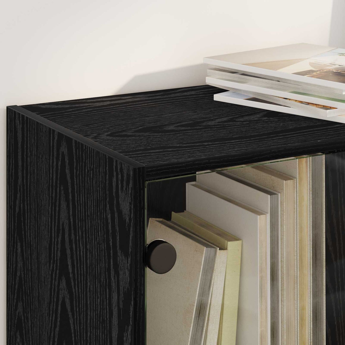 vidaXL Highboard 2 pcs Black Oak 68 x 37 x 142 cm Engineered Wood 4