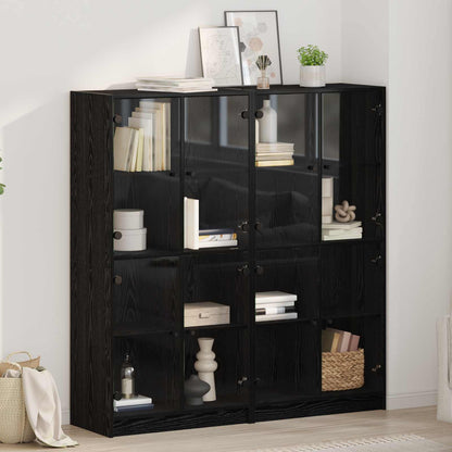 vidaXL Highboard 2 pcs Black Oak 68 x 37 x 142 cm Engineered Wood 1