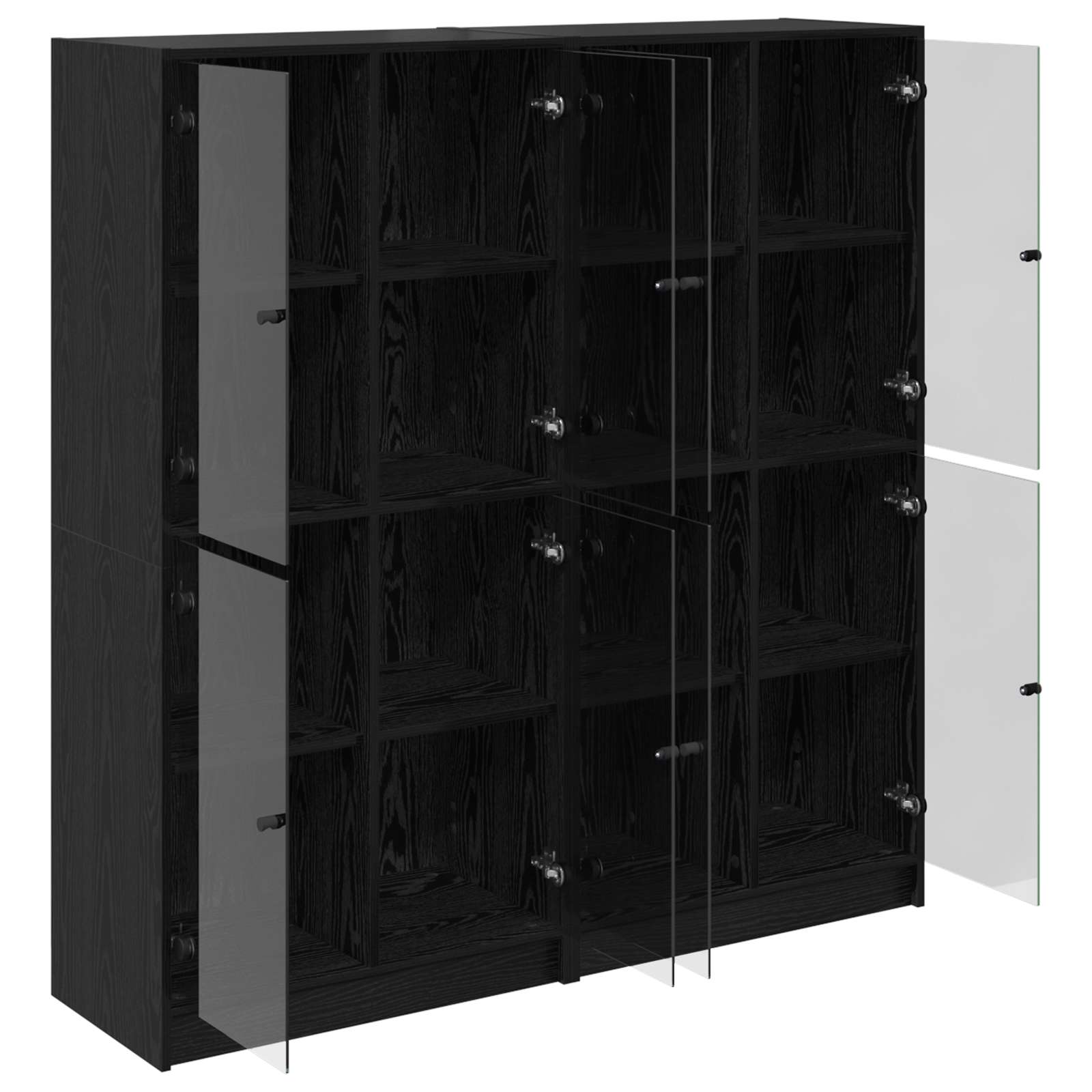 vidaXL Highboard 2 pcs Black Oak 68 x 37 x 142 cm Engineered Wood 5