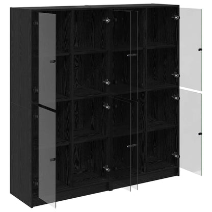 vidaXL Highboard 2 pcs Black Oak 68 x 37 x 142 cm Engineered Wood 5