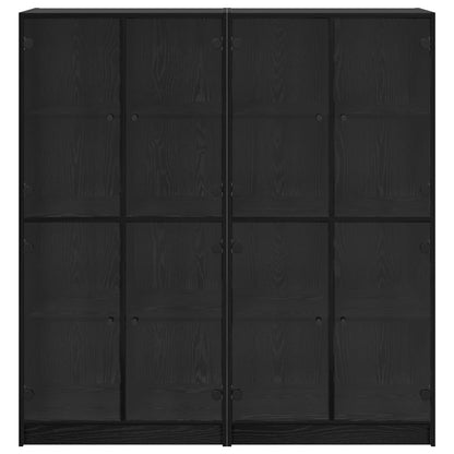 vidaXL Highboard 2 pcs Black Oak 68 x 37 x 142 cm Engineered Wood 6
