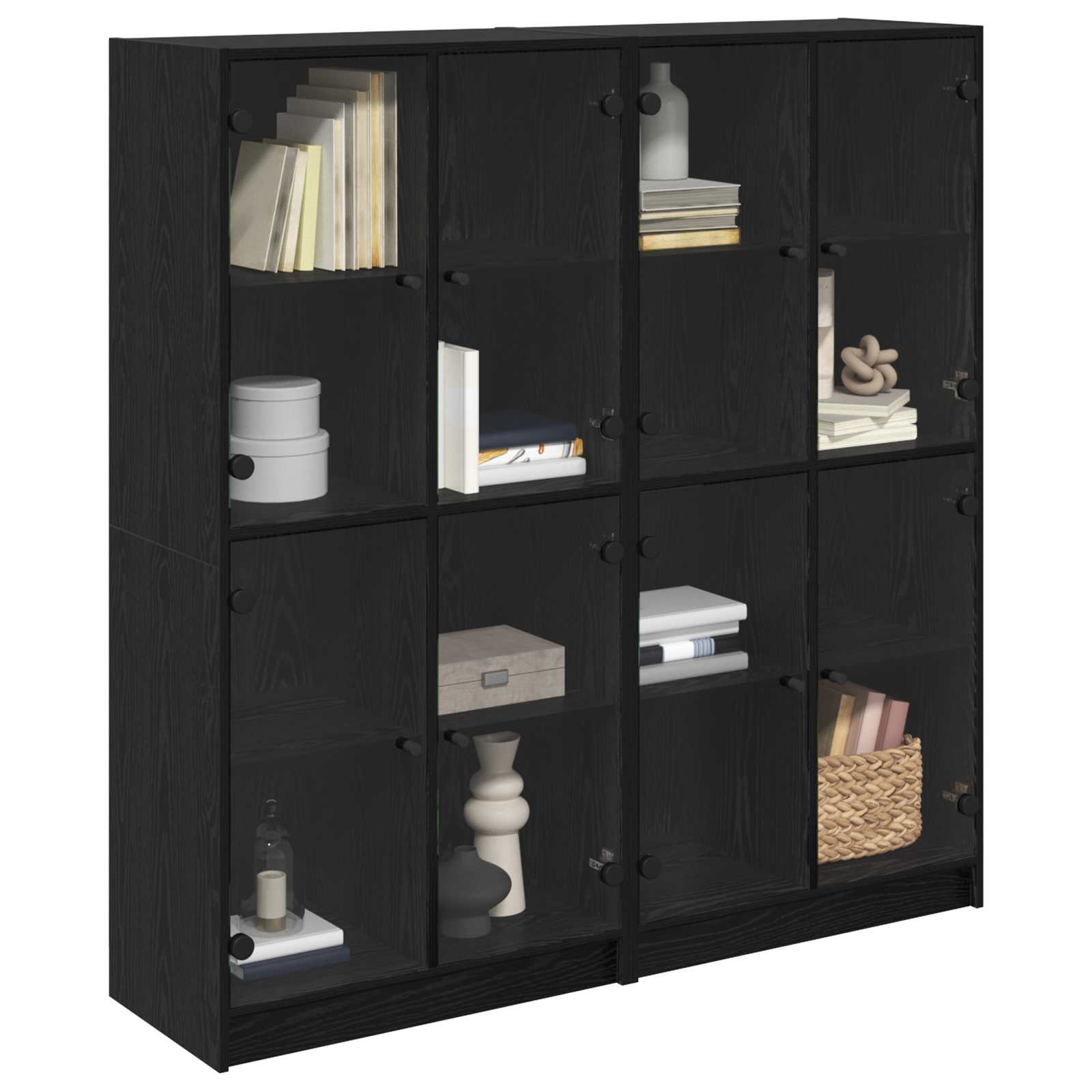vidaXL Highboard 2 pcs Black Oak 68 x 37 x 142 cm Engineered Wood 3