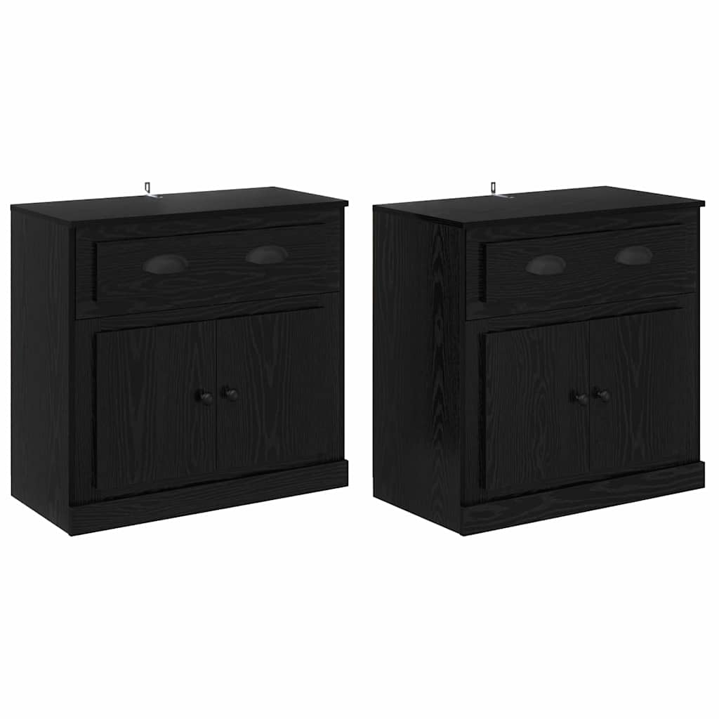 Sideboards 2 pcs Engineered Wood Black oak