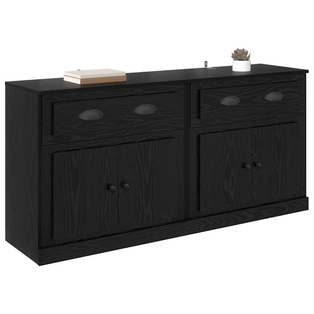 Sideboards 2 pcs Engineered Wood Black oak