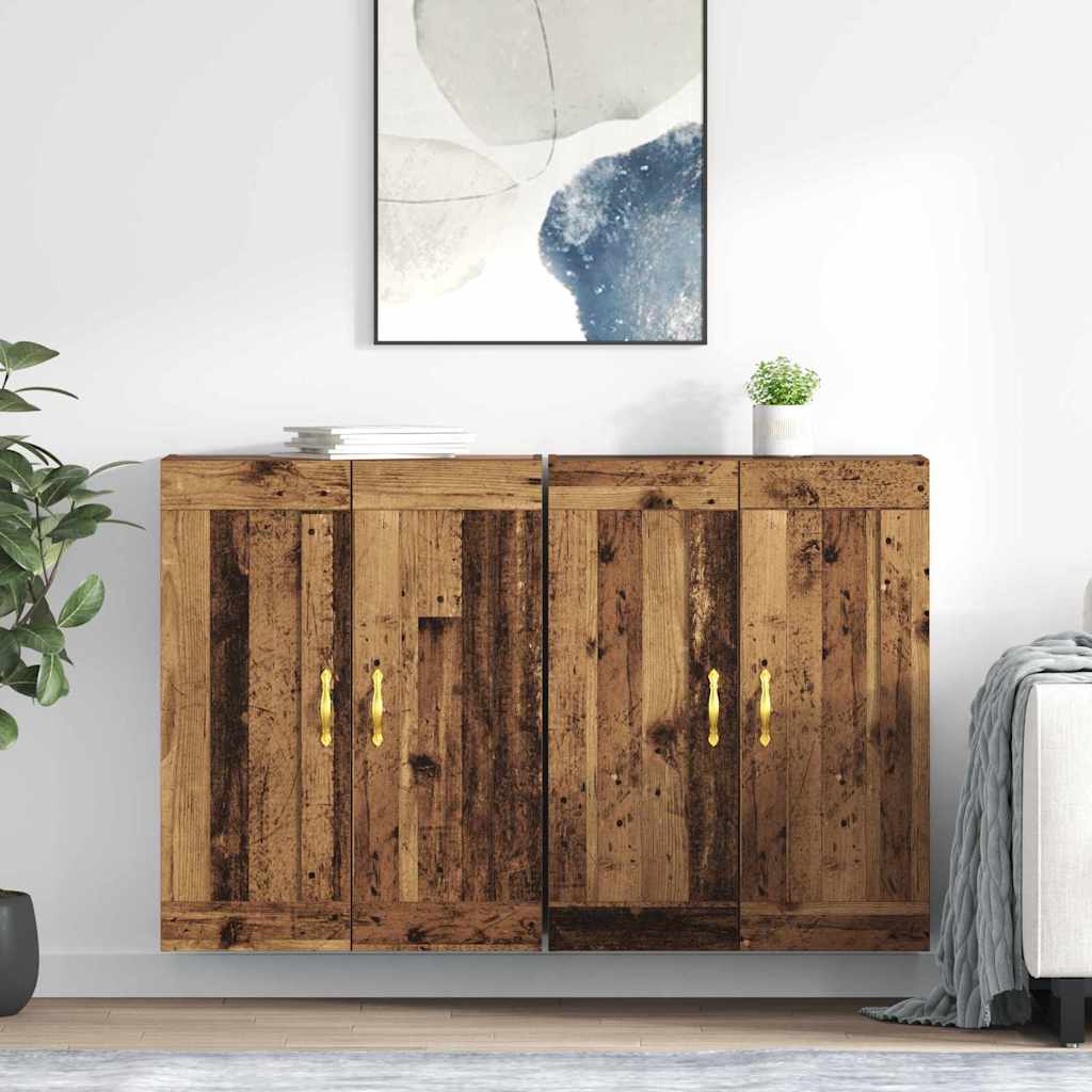 Wall Mounted Cabinets 2 pcs Engineered Wood Leaf Gold Old wood