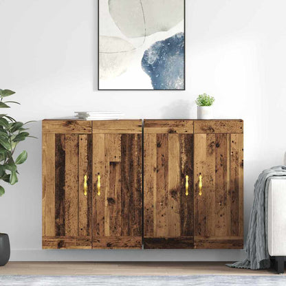 Wall Mounted Cabinets 2 pcs Engineered Wood Leaf Gold Old wood
