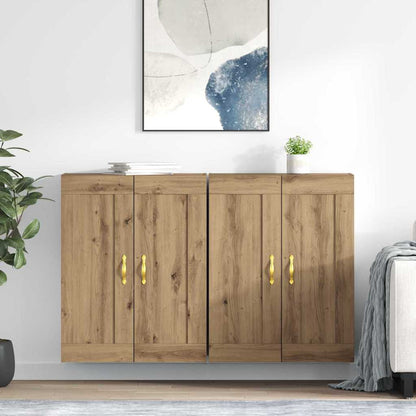 Wall Mounted Cabinets 2 pcs Engineered Wood Leaf Gold Artisan oak