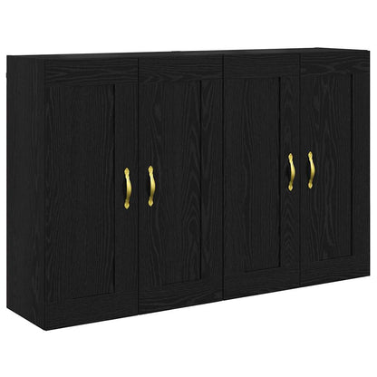 Wall Mounted Cabinets 2 pcs Engineered Wood Leaf Gold Black oak