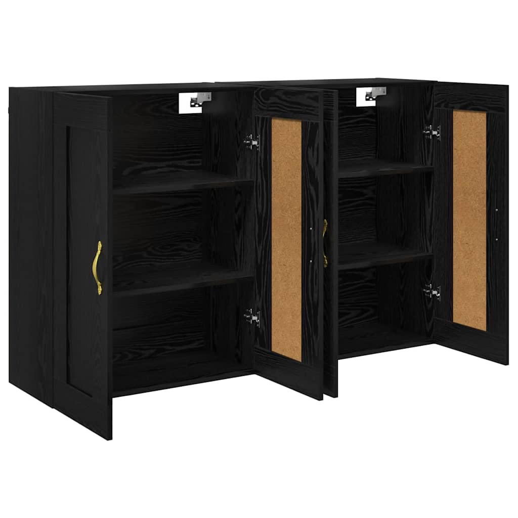 Wall Mounted Cabinets 2 pcs Engineered Wood Leaf Gold Black oak