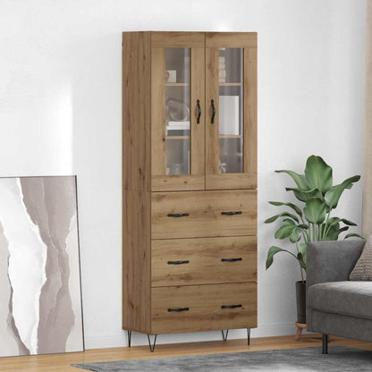 Highboard 69.5x34x180 cm Engineered Wood 3 Drawers Artisan oak
