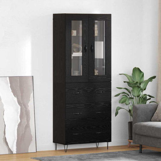 Highboard 69.5x34x180 cm Engineered Wood 3 Drawers Black oak