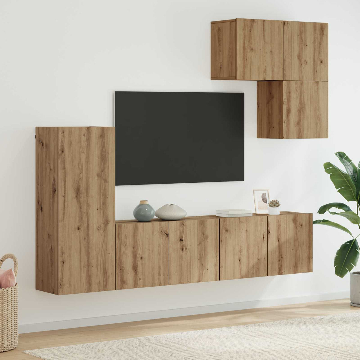 vidaXL TV Wall Unit 5 pcs Artisan Oak Engineered Wood 1