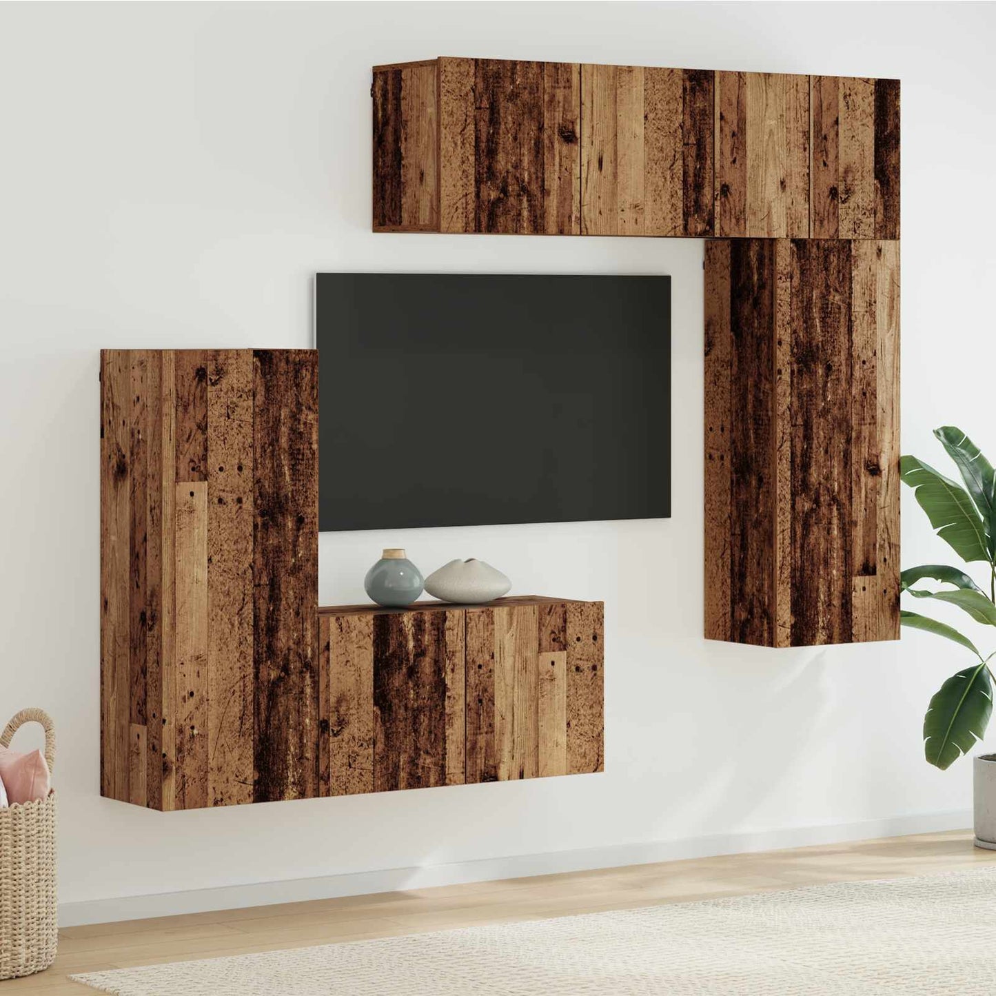 vidaXL TV Wall Unit 5 pcs Old Wood Engineered Wood 1