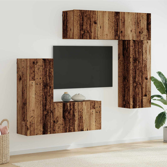 vidaXL TV Wall Unit 5 pcs Old Wood Engineered Wood 1