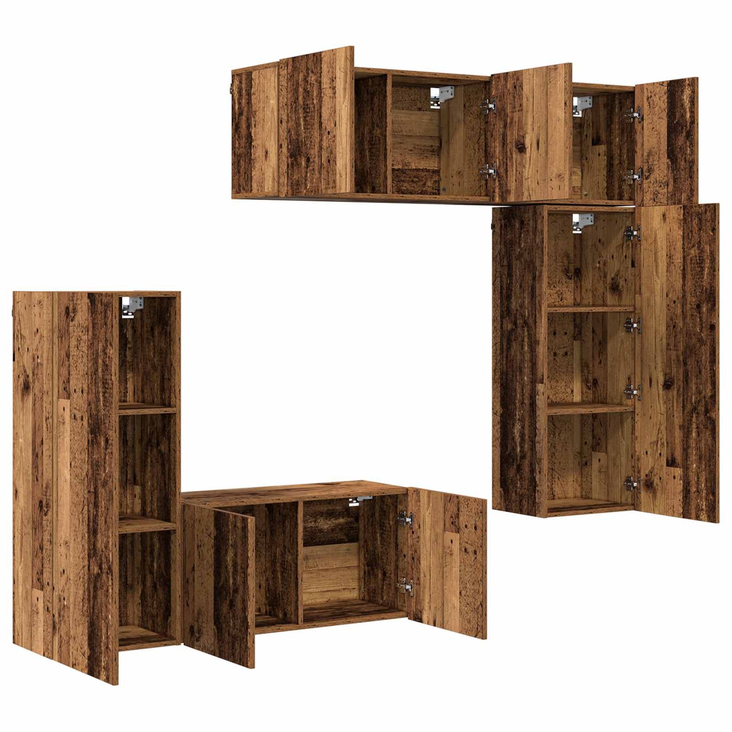 vidaXL TV Wall Unit 5 pcs Old Wood Engineered Wood 5