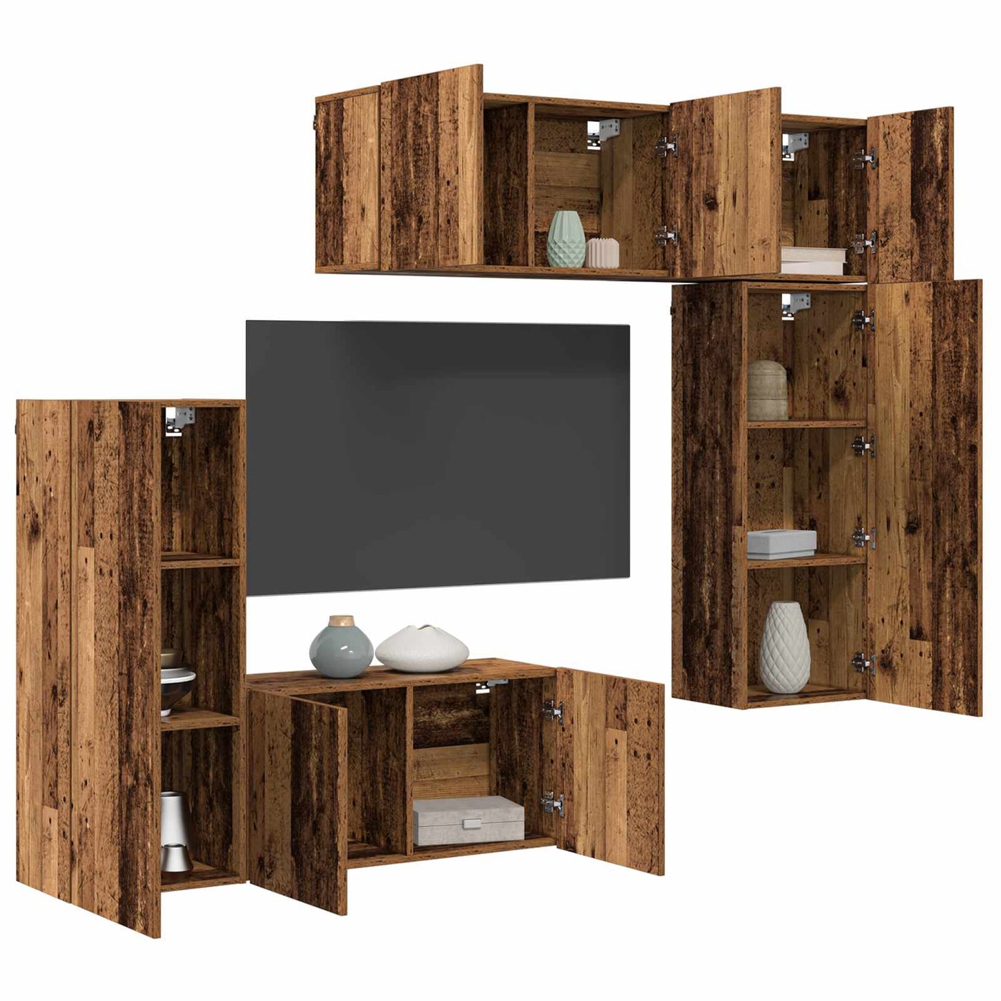 vidaXL TV Wall Unit 5 pcs Old Wood Engineered Wood 3