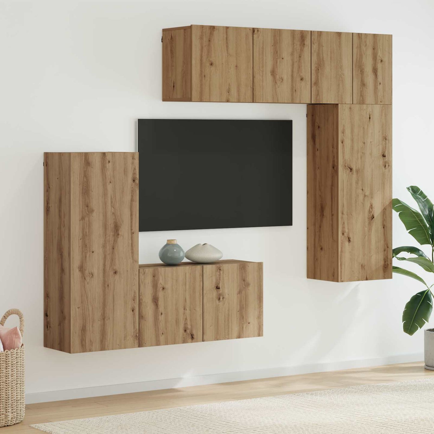 vidaXL TV Wall Unit 5 pcs Artisan Oak Engineered Wood 1