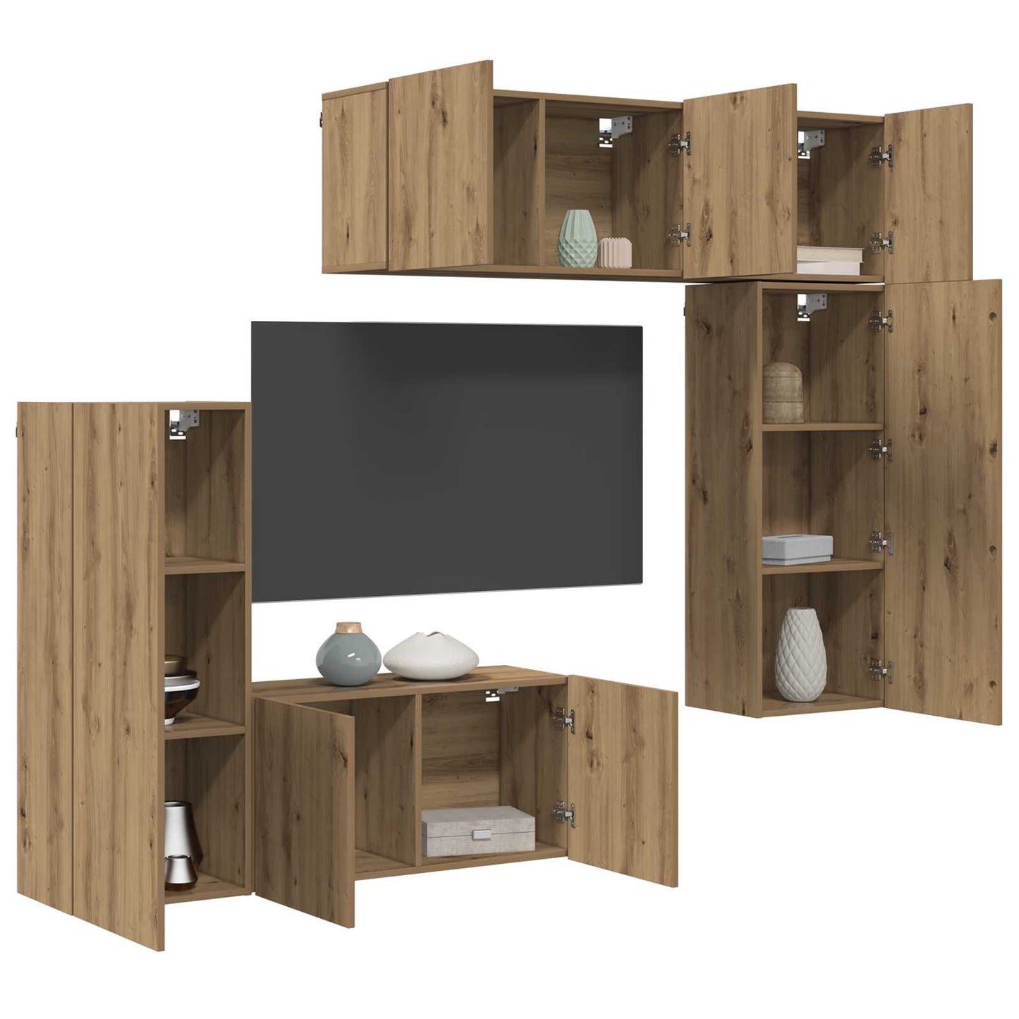 vidaXL TV Wall Unit 5 pcs Artisan Oak Engineered Wood 3