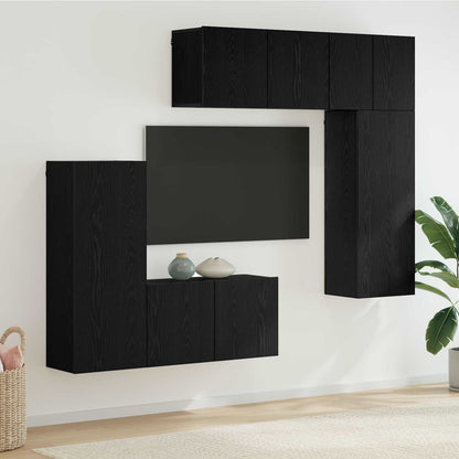 vidaXL TV Wall Unit 5 pcs Black oak Engineered Wood 1