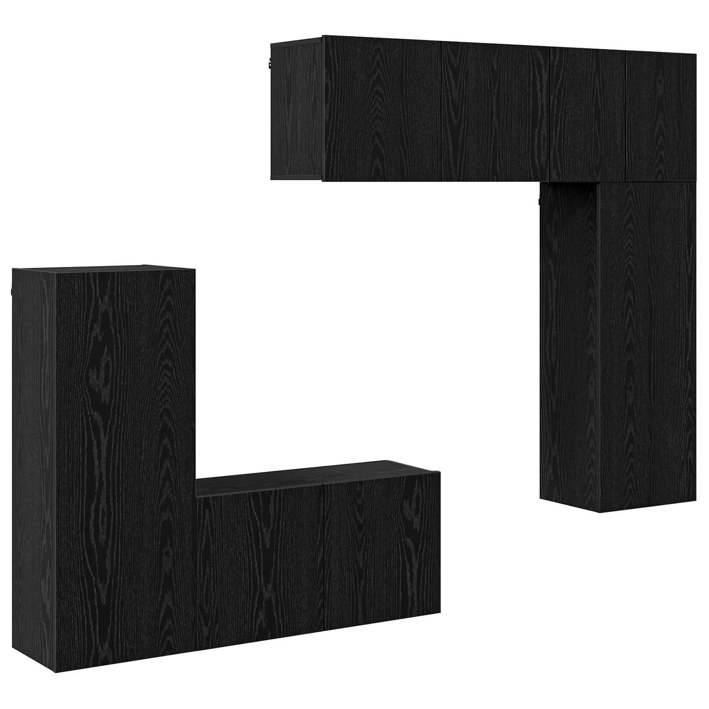 vidaXL TV Wall Unit 5 pcs Black oak Engineered Wood 2