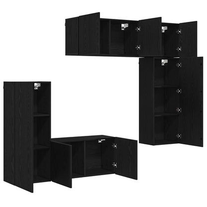 vidaXL TV Wall Unit 5 pcs Black oak Engineered Wood 5