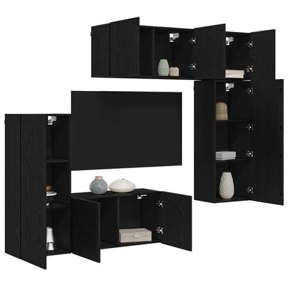 vidaXL TV Wall Unit 5 pcs Black oak Engineered Wood 3