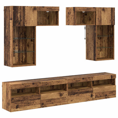vidaXL TV Wall Units 6 pcs Black Oak Engineered Wood 2