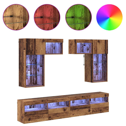 vidaXL TV Wall Units 6 pcs Black Oak Engineered Wood 4