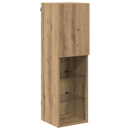 vidaXL TV Wall Cabinet Set with LED Lights 7 pcs Artisan oak 6