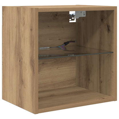 5 Piece TV Wall Units with LED Engineered Wood Artisan oak