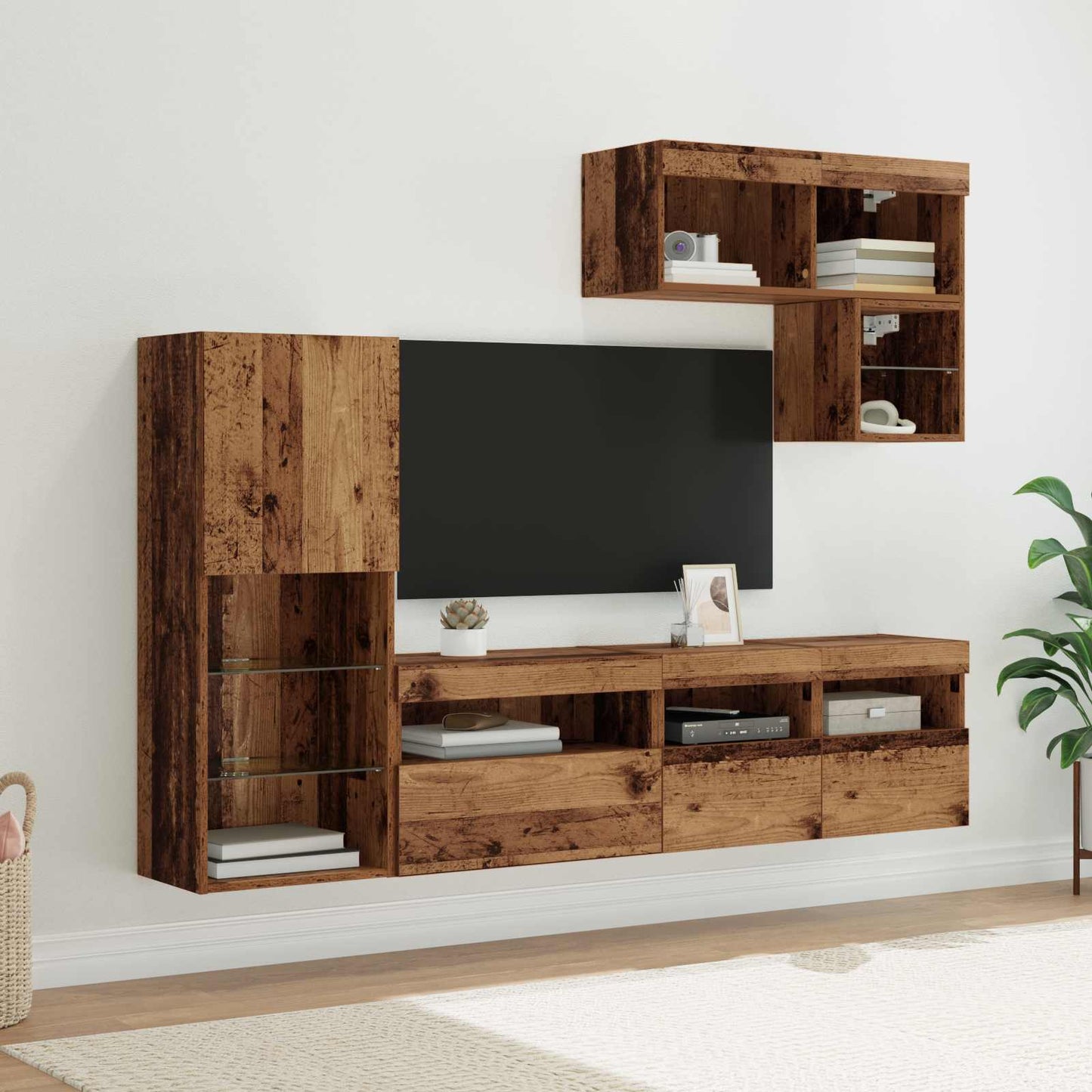 vidaXL TV Wall Units 6 pcs Old Wood Engineered Wood 1