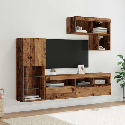 vidaXL TV Wall Units 6 pcs Old Wood Engineered Wood 1