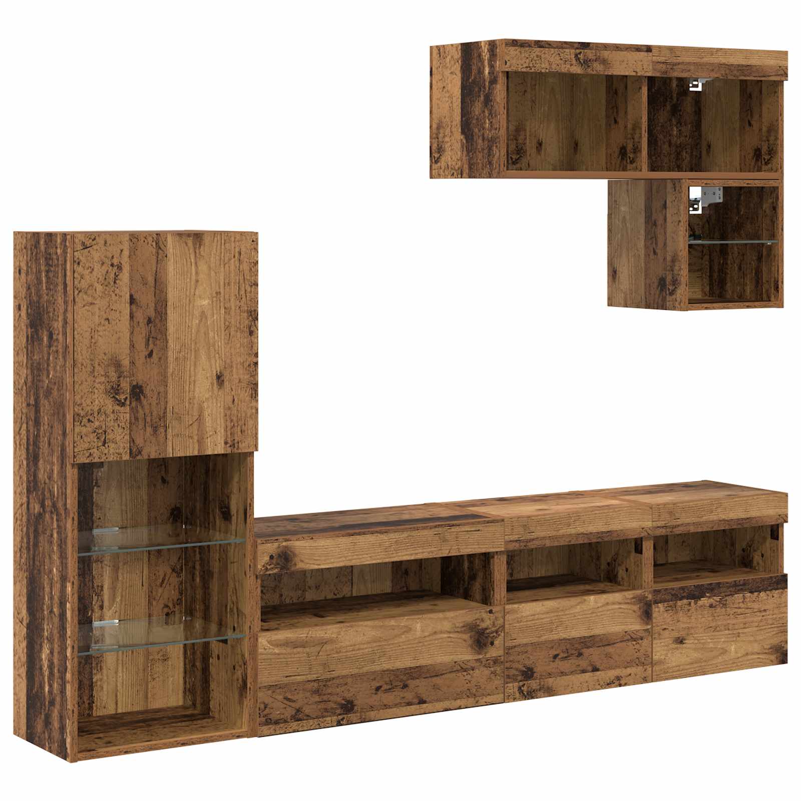 vidaXL TV Wall Units 6 pcs Old Wood Engineered Wood 2