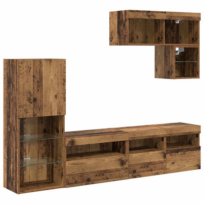 vidaXL TV Wall Units 6 pcs Old Wood Engineered Wood 2