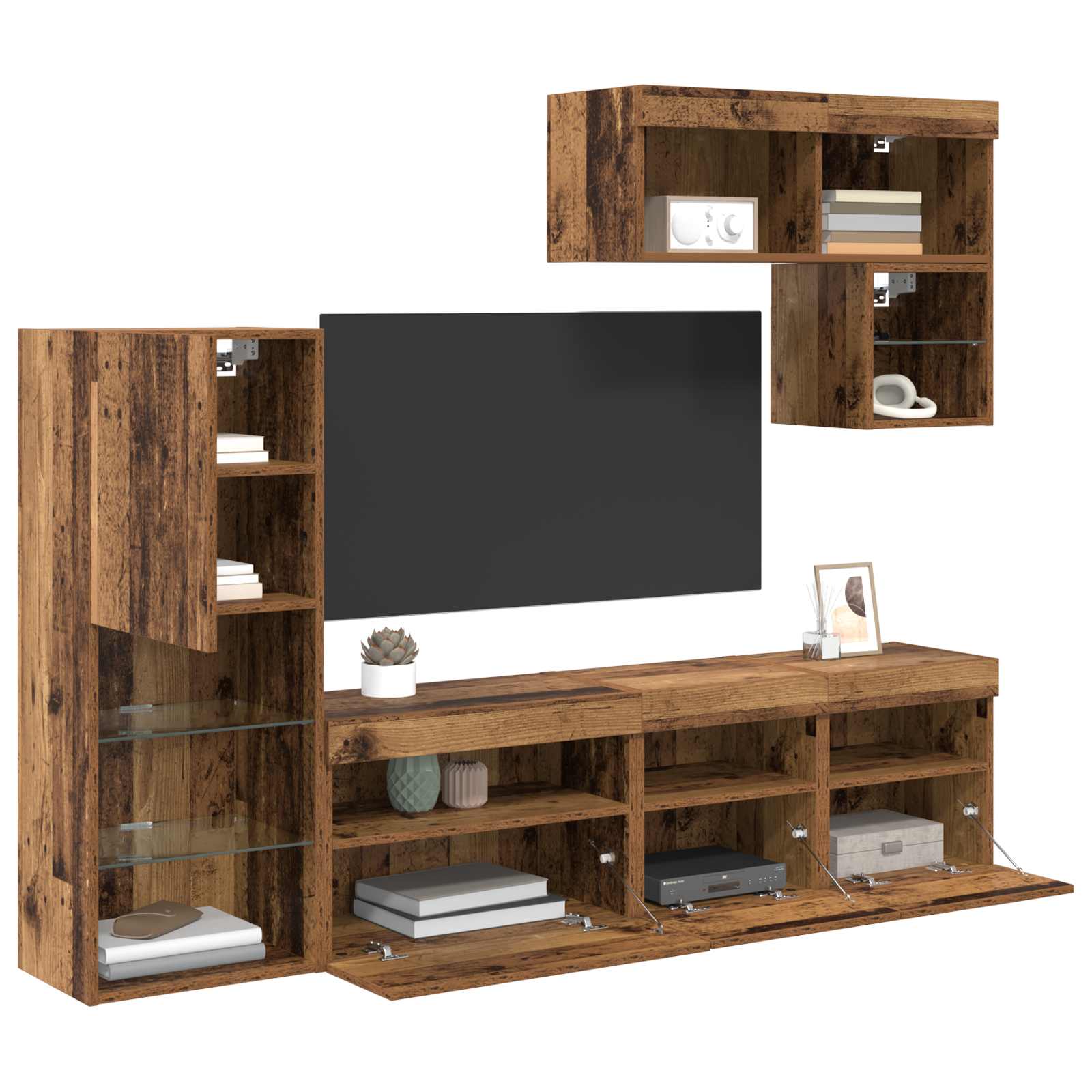 vidaXL TV Wall Units 6 pcs Old Wood Engineered Wood 3