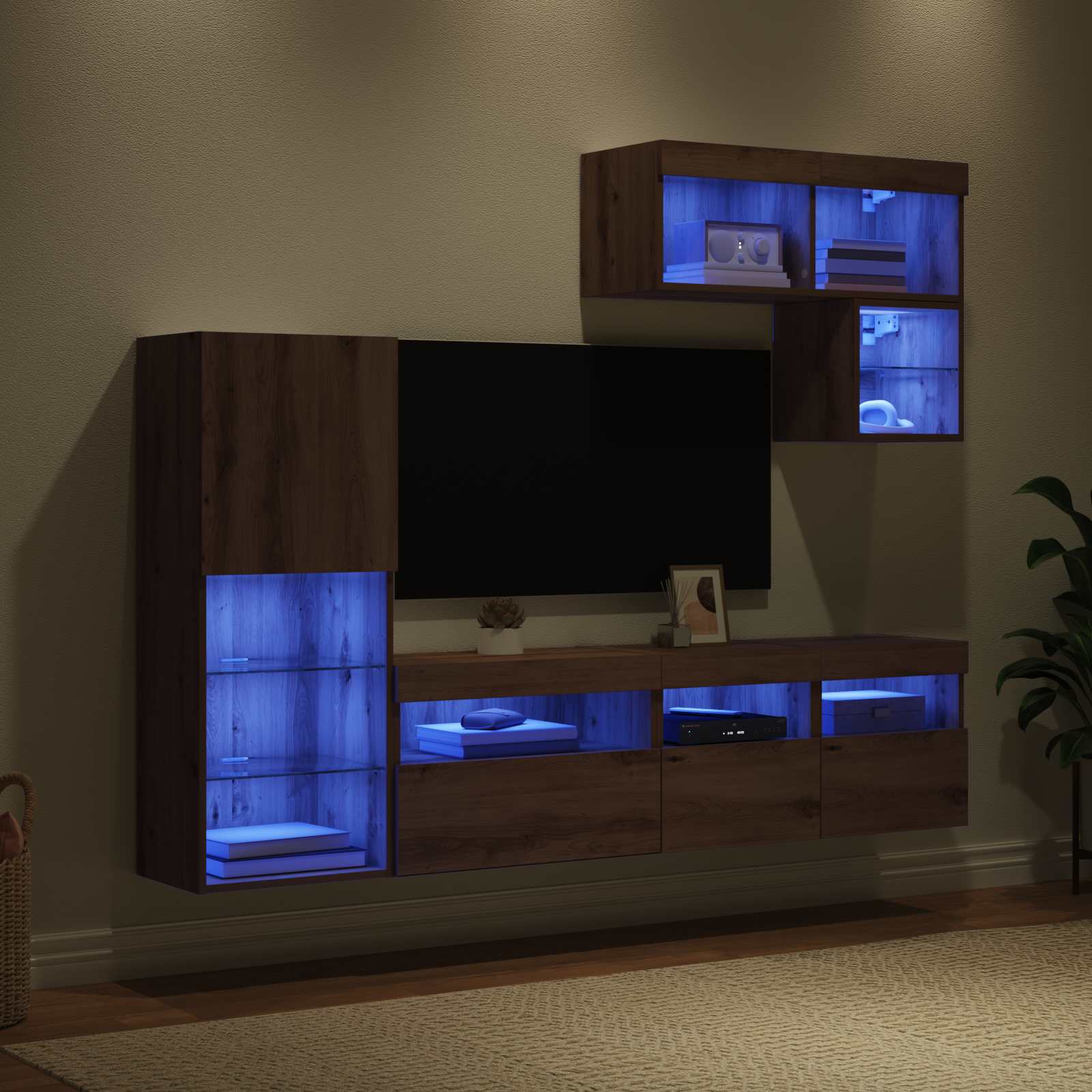 vidaXL TV Wall Units 6 pcs Artisan Oak Engineered Wood 5