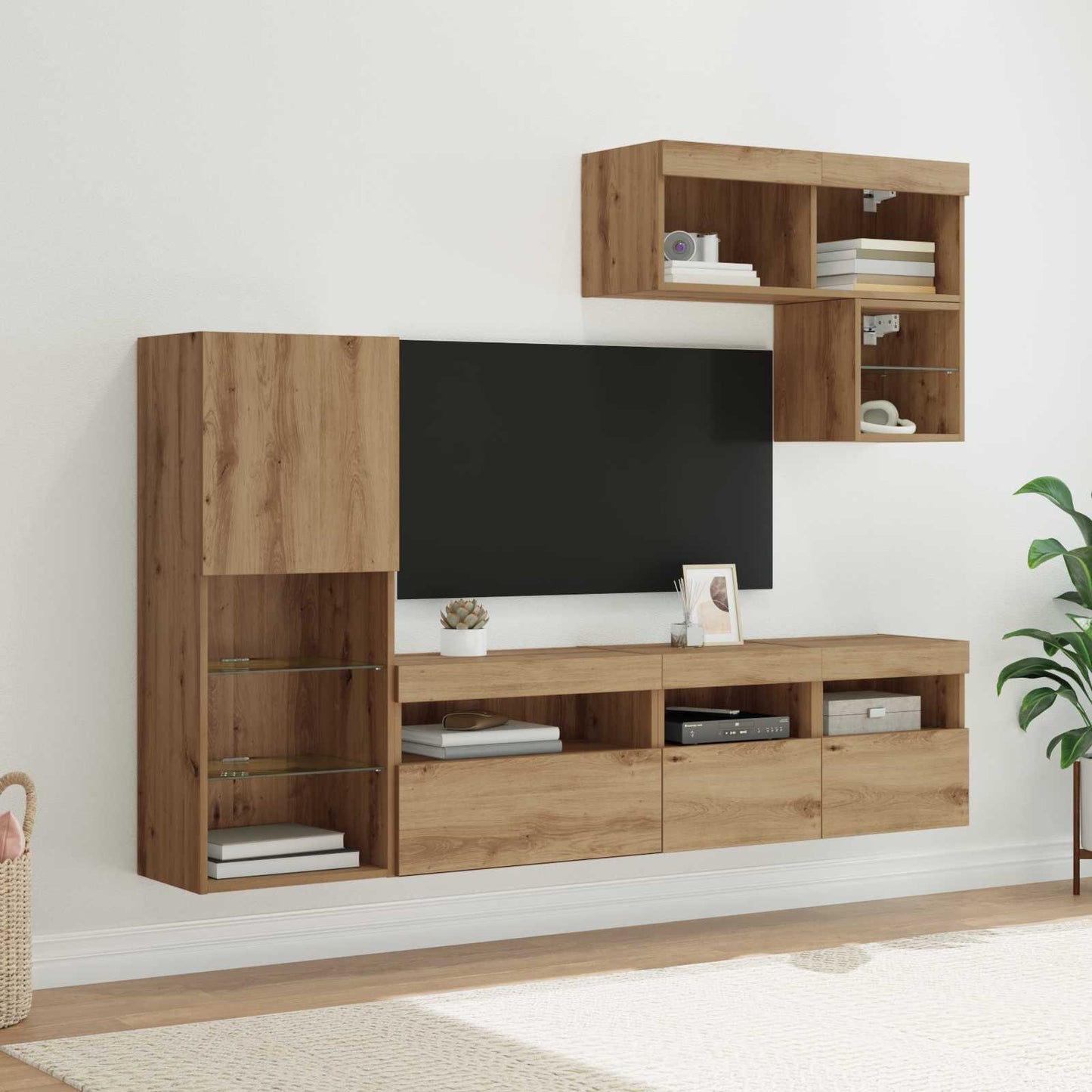 vidaXL TV Wall Units 6 pcs Artisan Oak Engineered Wood 1