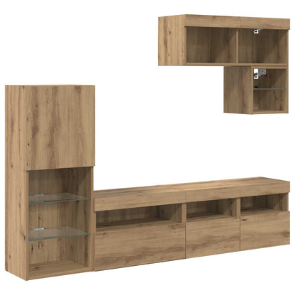 vidaXL TV Wall Units 6 pcs Artisan Oak Engineered Wood 2