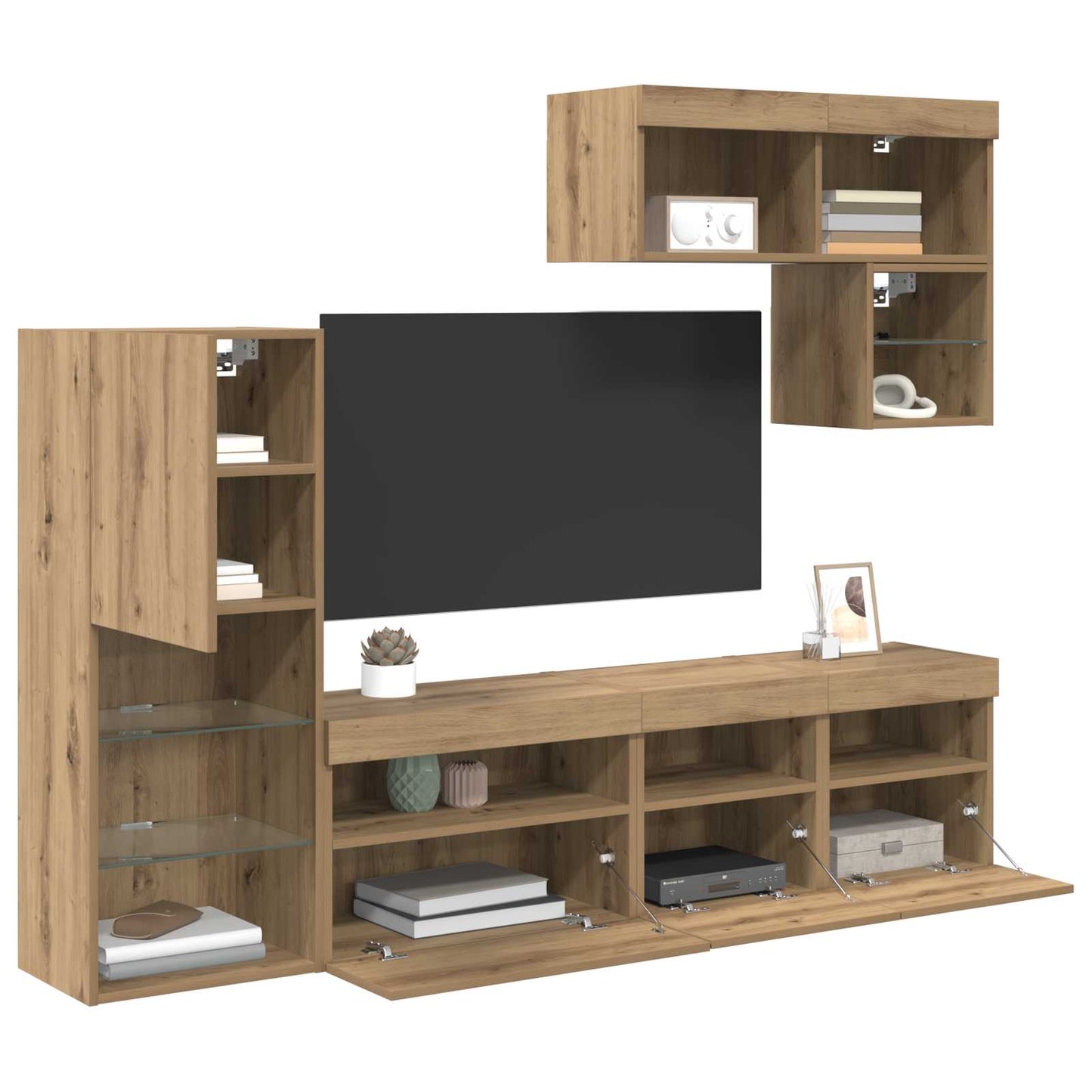 vidaXL TV Wall Units 6 pcs Artisan Oak Engineered Wood 3
